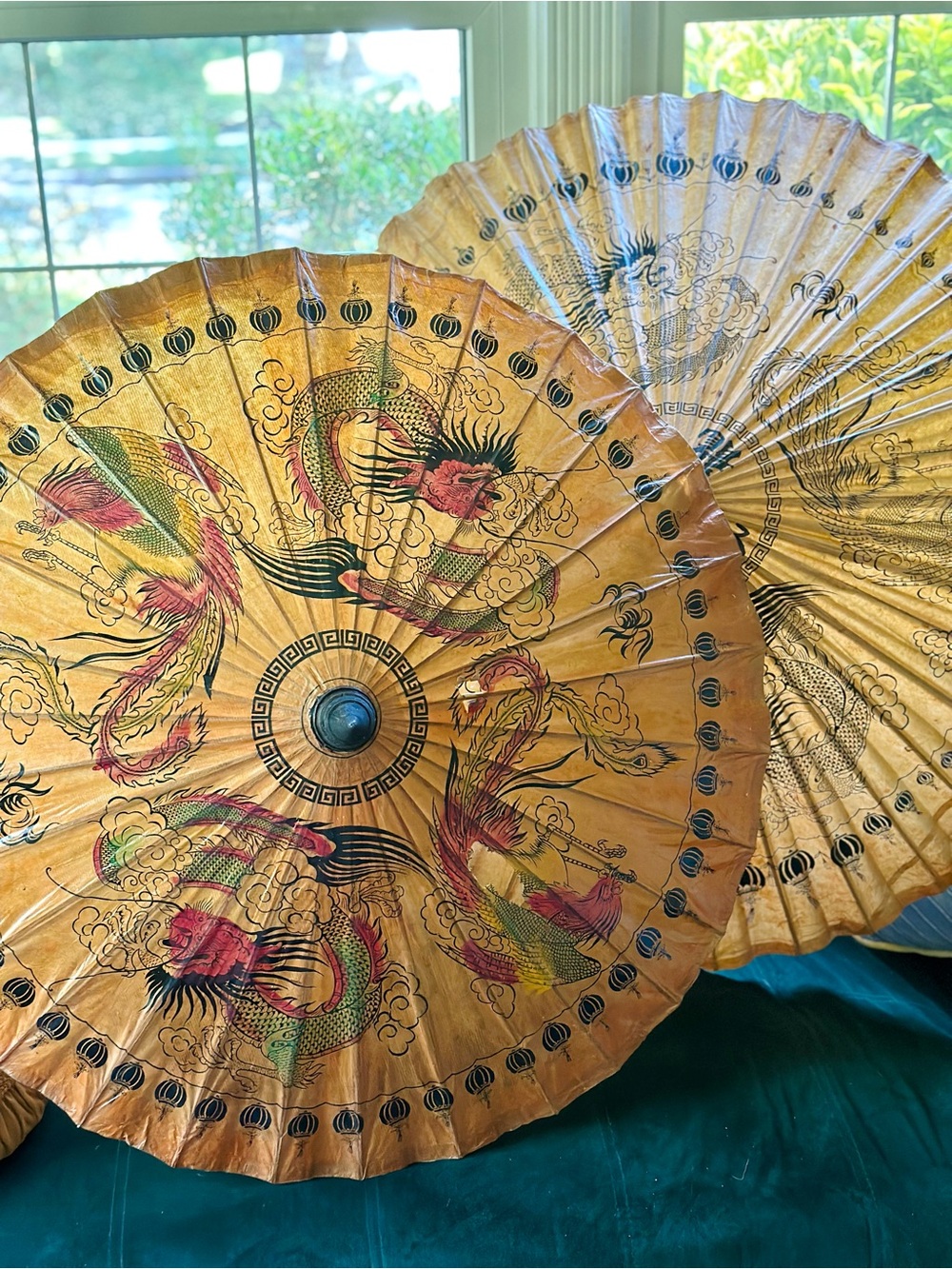 Vintage Hand-Painted Asian Paper Parasols